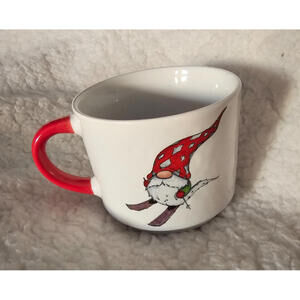 Prima Design Holiday Gnomes Skiing Christmas Coffee Tea Mug Cup White & Red 3"